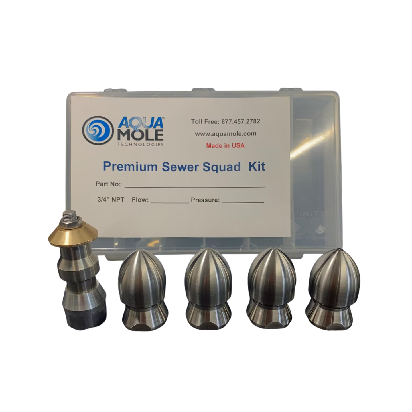 One Stop Sewer Shop - Sewer Squad Premium Nozzle Kit 3/4"NPT
