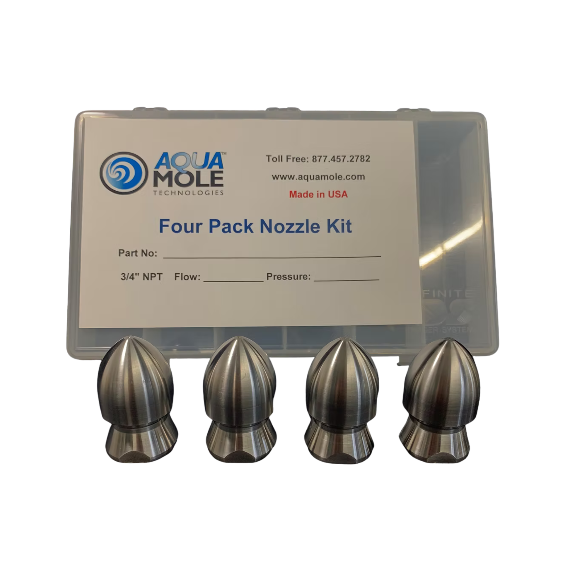 One Stop Sewer Shop - Four Pack Nozzle Kit 3/4"NPT