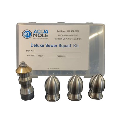 One Stop Sewer Shop - Sewer Squad Deluxe Nozzle Kit 3/4"NPT by Aqua Mole