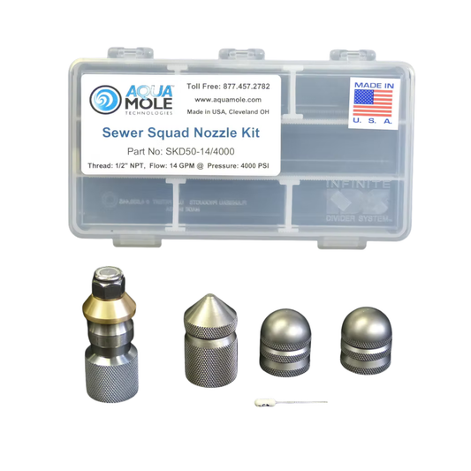 One Stop Sewer Shop - Sewer Squad Deluxe Nozzle Kit by Aqua Mole